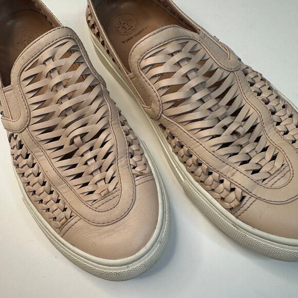 Tory Burch Light Pink Huarache 2 Leather Slip Ons - Picture 3 of 8